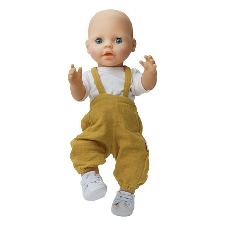 Ropa para muñecas Heless peto amarillo ocre algodón orgánico 35-45 cm.