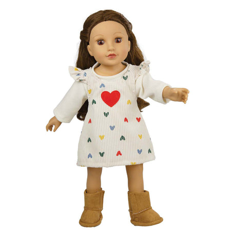 Vestido de pana Heless Dolls con confeti de corazones, 35-45 cm