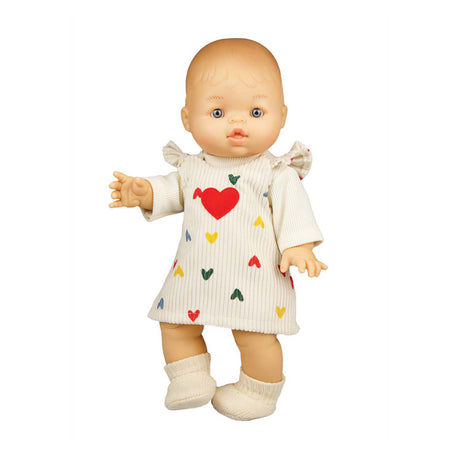 Vestido de pana Heless Dolls con confeti de corazones, 35-45 cm