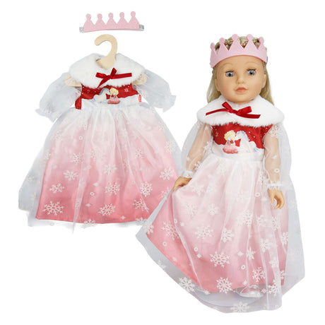 Vestido de muñeca Heless princesa de invierno lumi con corona y capa - talla 28-35 cm