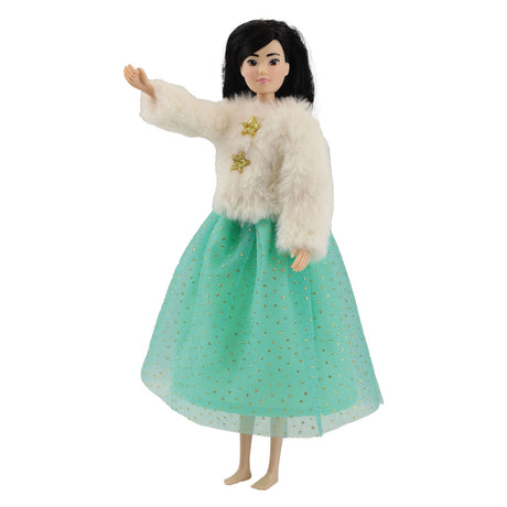 Chaqueta de peluche Heless yuki con falda de tul para muñecas fashion - 29cm