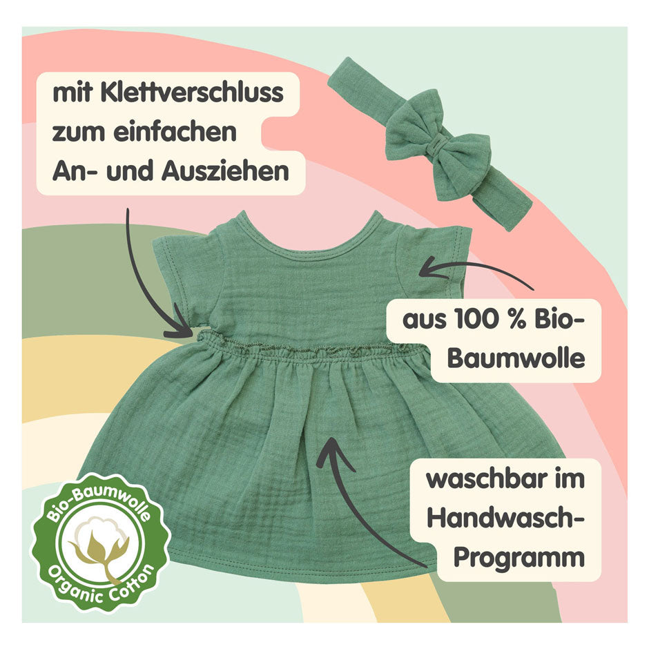 Muñeca bebé niña Heless con vestido verde - 34cm