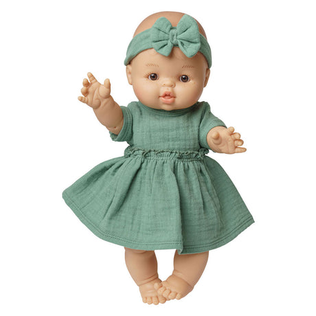 Muñeca bebé niña Heless con vestido verde - 34cm