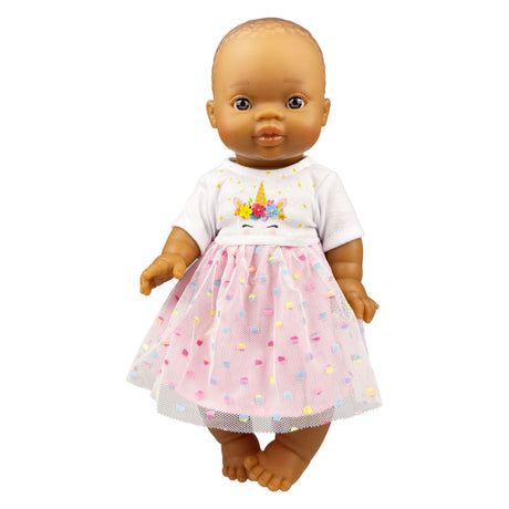 Muñeca bebé Heless para niñas con vestido de unicornio hannah - 34cm