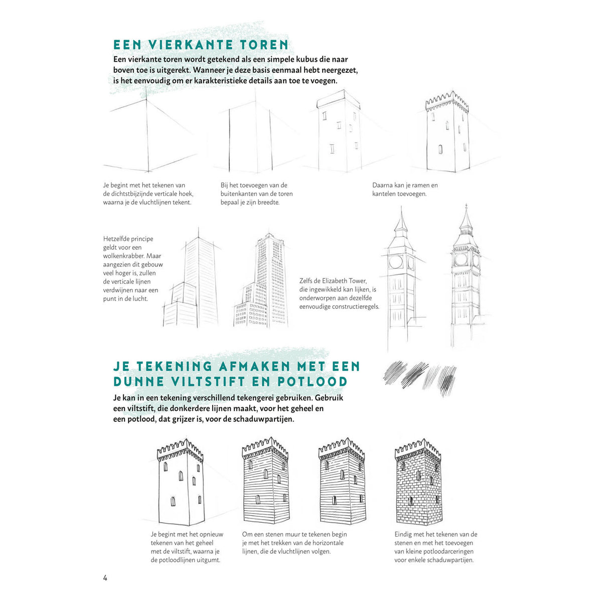 Libro de hobby de los deltas aprendiendo a dibujar edificios paso a paso.