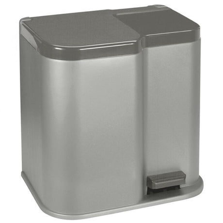 Curver cubo de basura con pedal duo plata 15+6l plata