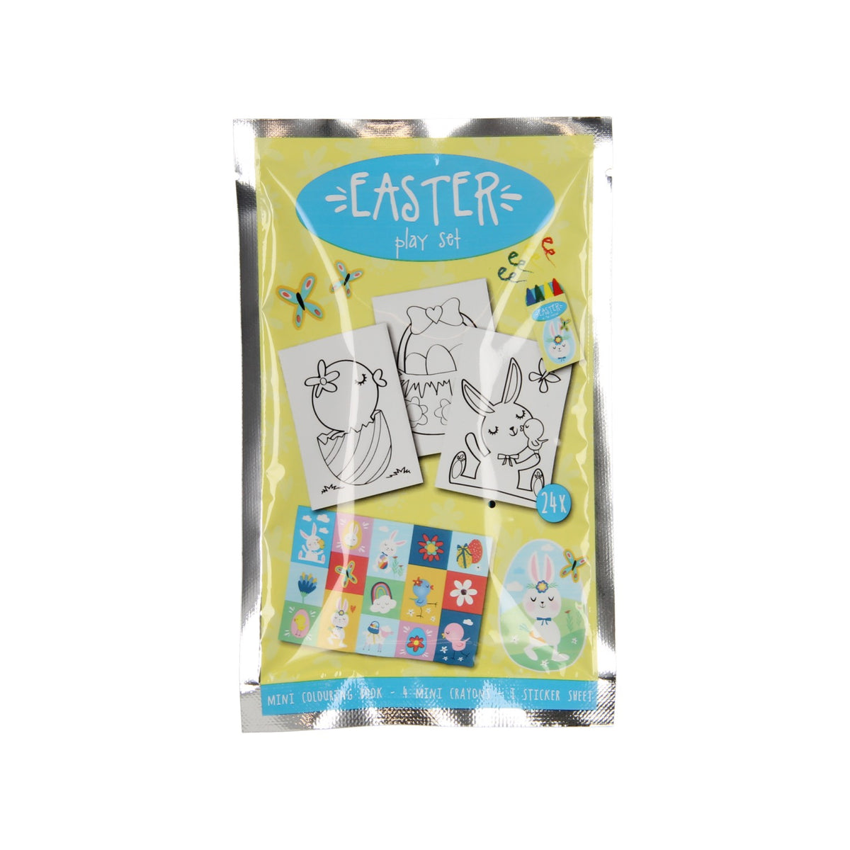 Juego de golosinas de Pascua de Wins Holland: libro para colorear, hoja de pegatinas de crayones de cera