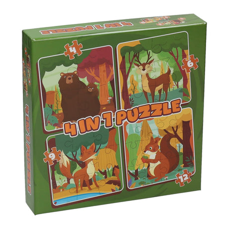 Wins Holland rompecabezas 4 en 1 - animales del bosque, 12 piezas.