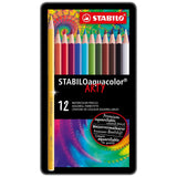 Stabilo 12 lápices de colores aquacolor en caja de metal