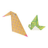 Grupo de manualidades creativas pájaros plegables de origami.