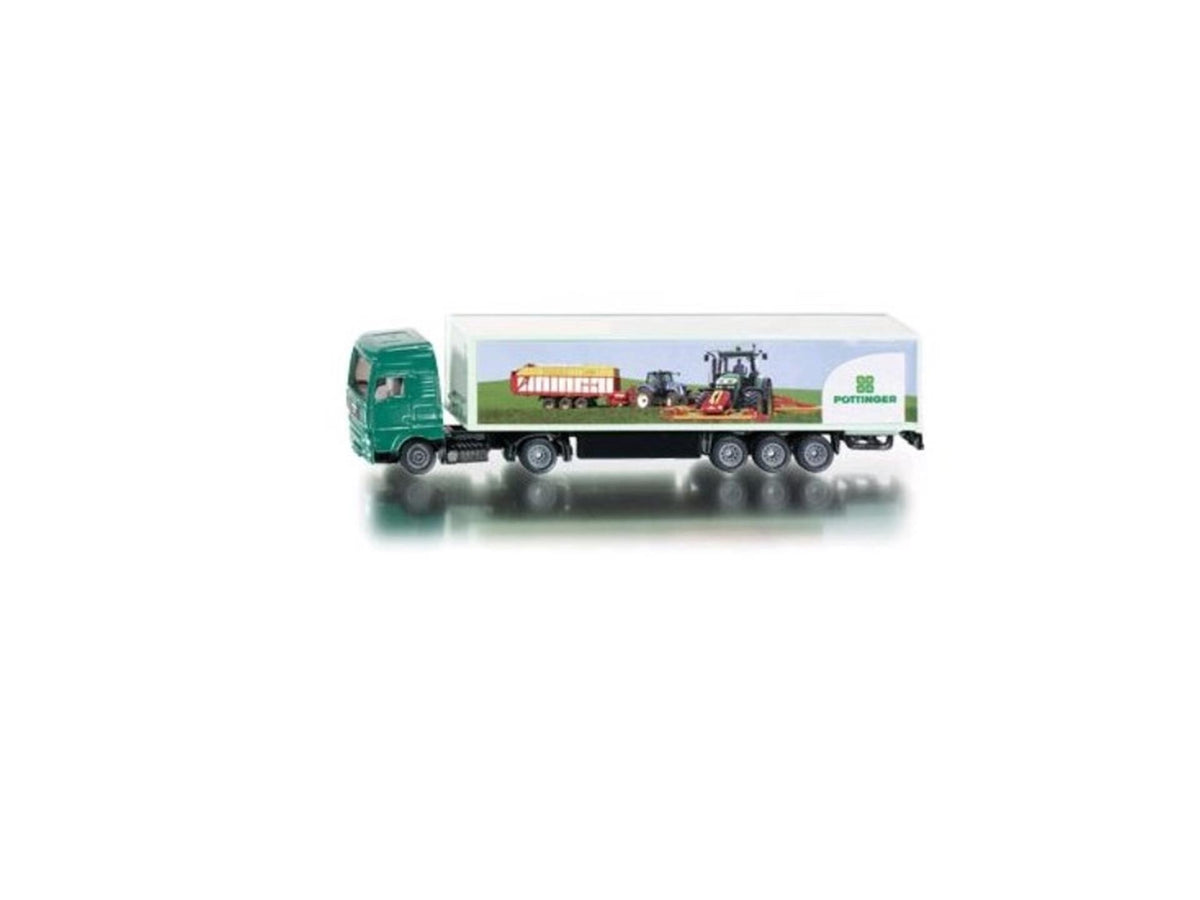 Siku 1627, camión con remolque, plástico metálico, 1:87, verde, neumáticos de goma, portón trasero abatible