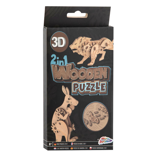 Kit de construcción de madera 2 en 1 Puzzle 3D - Canguro y León