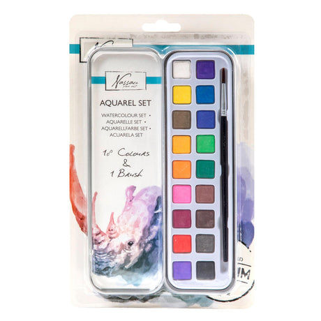 Nassau fine art juego de pintura de acuarela nassau, 18 colores