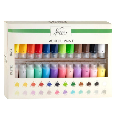 Nassau fine art nassau pintura acrílica base y colores pastel, 24x22ml