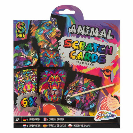 Tarjetas rasca y gana para grupos de manualidades creativas, 6 unidades. - animales