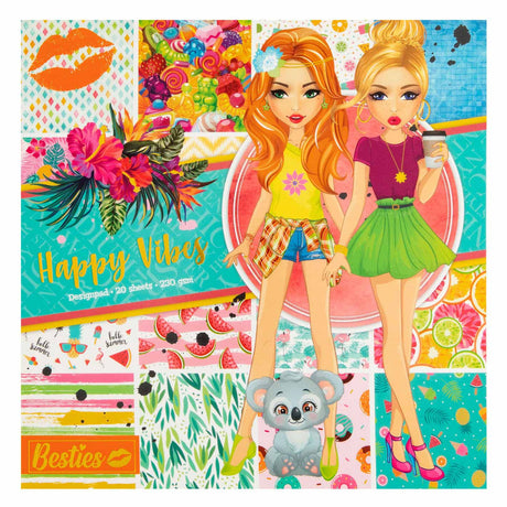 Bloque de diseño de mejores amigas del grupo de manualidades creativas, vibraciones felices, 20 hojas