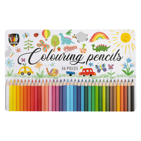 Lápices de colores Grafix en caja de hojalata, 36 uds.