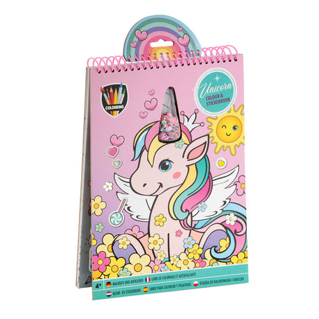 Color creativo de grupo de artesanía y libro de calcomanías unicornio
