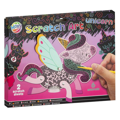 Grupo de manualidades creativas con animales de scratch art - a
