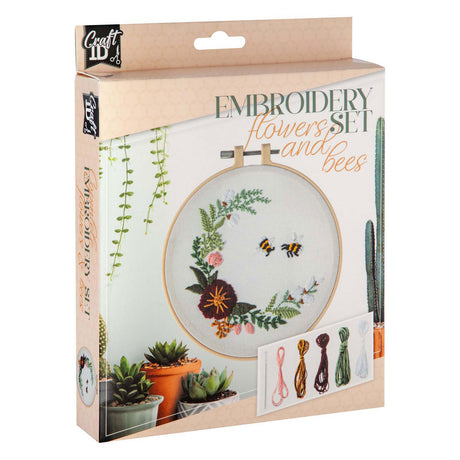 Conjunto de bordado de grupo de manualidades creativas flores abejas