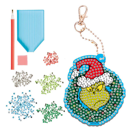 Llavero con pintura de diamantes del grupo artesanal creativo el grinch