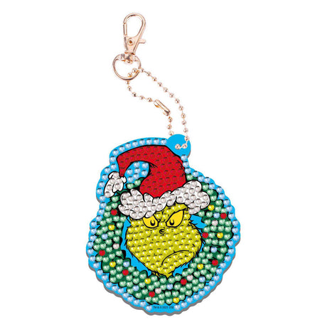 Llavero con pintura de diamantes del grupo artesanal creativo el grinch