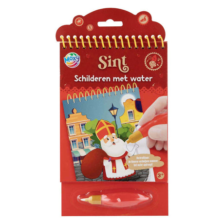 Grupo de manualidades creativas pintando Sinterklaas con agua