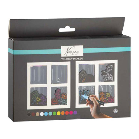 Juego de marcadores de tiza para ventana de Nassau de Creative Craft Group - 12 piezas.