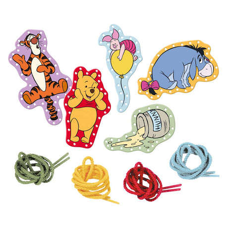 Grupo de manualidades creativas totum winnie the pooh ensartando tarjetas incl. cordones - 5 piezas