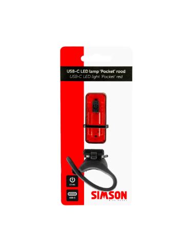 Simson blister 022032 USB-C lámpara LED 'pocket' roja