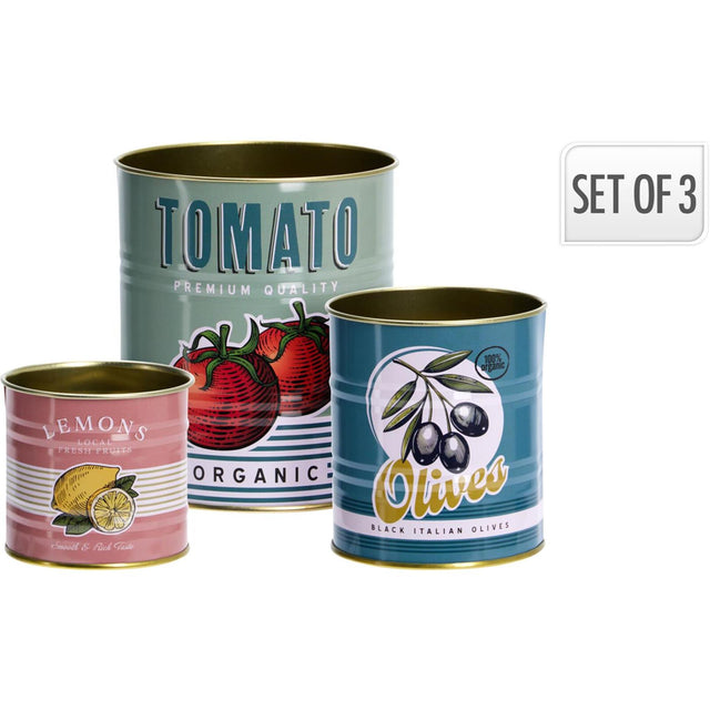 Juego de latas de almacenamiento para el hogar de 3 piezas.