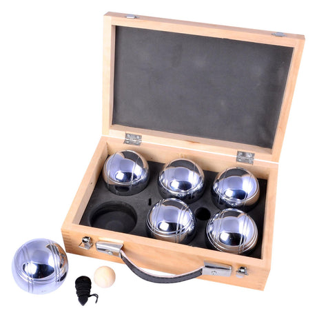 Engelhart metal jeu de boules - 6 bolas en caja de madera - juego de lujo - petanca - petanca - bolas de metal - adecuado para cualquier pista de jeu de boules - longfield