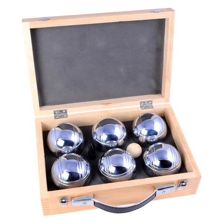 Engelhart metal jeu de boules - 6 bolas en caja de madera - juego de lujo - petanca - petanca - bolas de metal - adecuado para cualquier pista de jeu de boules - longfield