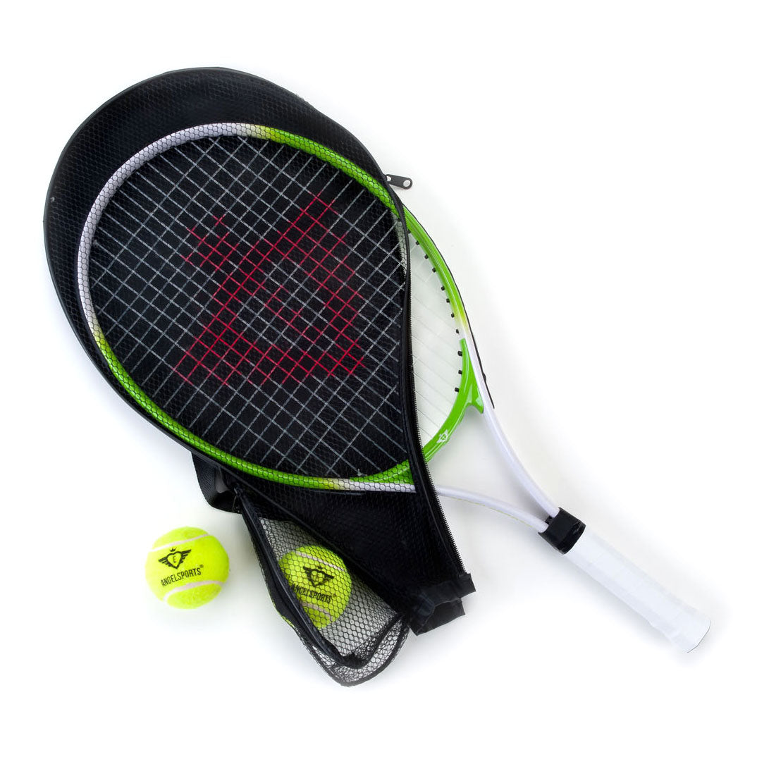 Raqueta de tenis Engelhart con funda y 2 pelotas - verde