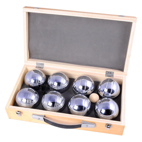 Engelhart metal jeu de boules - 8 bolas en caja de madera - set de lujo - petanca - petanca - bolas de metal - adecuado para cualquier pista de jeu de boules - longfield