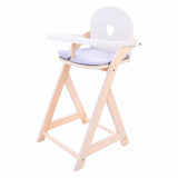 Silla para muñecas Longfield gris blanco - trona para muñecas de madera con cojín - silla para muñecas para juegos de rol - adecuada para todas las muñecas - corazón de ángel