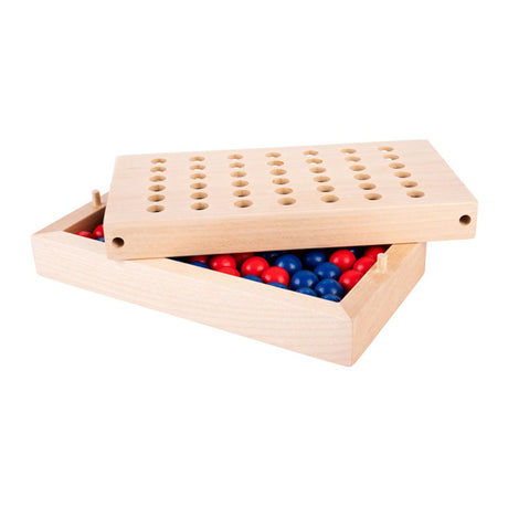 Longfield cuatro en raya - juego de estrategia - madera - piedras rojas y azules - juego clásico de pensamiento y estrategia - corazón de ángel