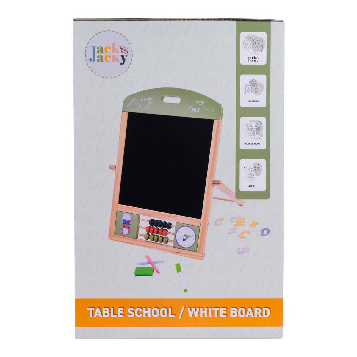 Pizarra blanca jack jacky table - tablero de juego educativo multifuncional 2 en 1 - tiza y tablero magnético - tablero de aprendizaje con ábaco de reloj - aprender a practicar la motricidad - accesorios incluidos - corazón de ángel