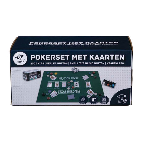 Juego de póquer Engelhart con cartas, tela y 200 fichas (4 gramos) en caja