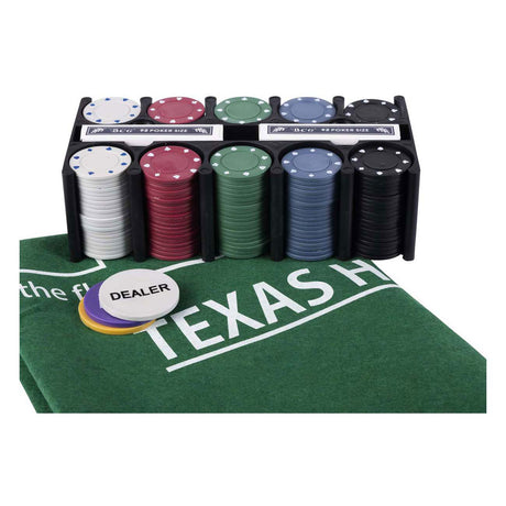 Juego de póquer Engelhart con cartas, tela y 200 fichas (4 gramos) en caja