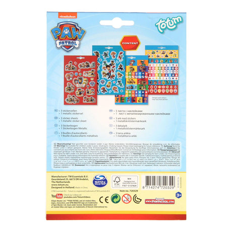 Hoja de pegatinas totum de la patrulla canina, 4 uds.