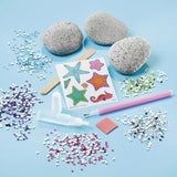 Set de manualidades Totum piedras decorativas con estrella de mar incl. Más de 350 diamantes de imitación: punta de regalo de estrella de mar de roca, juguetes creativos para manualidades de niñas y niños