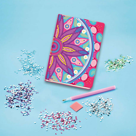 Totum Diamond Notebook 079700 Consejo de regalo - Libro de escritura para manualidades creativas - Mandala con pintura de diamantes a partir de 6 años