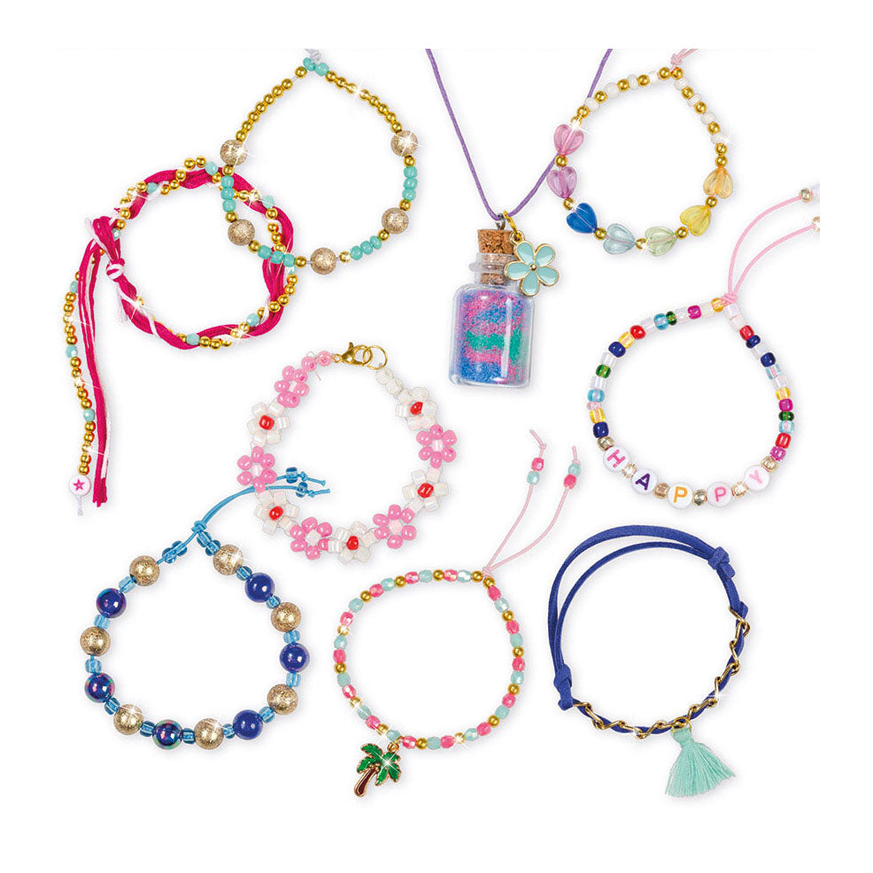 Totum XL set de manualidades de pulseras - Haz 50 pulseras de más de 1700 piezas - diseña pulseras brillantes y felices set de manualidades de moda punta de regalo juguetes creativos para niñas a partir de 6 años