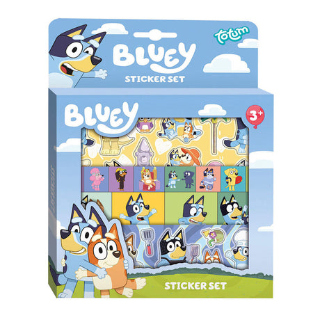 Conjunto de pegatinas Totum bluey con fondo de juego