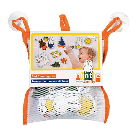 Bambolino Miffy juguetes de baño figuras de baño, juguetes educativos de 10 piezas en red de almacenamiento - juguetes preescolares para niños pequeños - a partir de 1 año