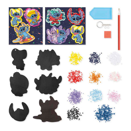 Totum Disney Stitch 3 en 1 set de manualidades xl - pulseras, moldes de yeso, pintura de diamantes, imanes y llaveros - juguetes creativos, consejos de regalo, manualidades para niños y niñas a partir de 5 años