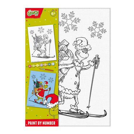 Totum el grinch - cuadro sobre lienzo con números el grinch - hacer un cuadro tamaño A4 - set de manualidades para niños y niñas a partir de 6 años incl. viaje de pintura y pincel - consejo de regalo