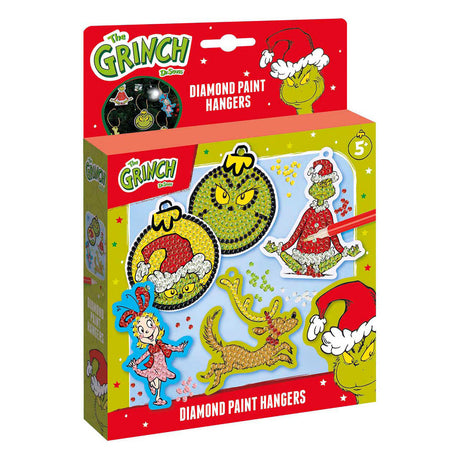 Totum el grinch - Haz 5 colgantes con pintura de diamantes - juguetes para niños y niñas a partir de 5 años - set de manualidades decoración del hogar