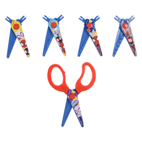 Tijeras Spidey Canenco con 5 hojas dentadas.